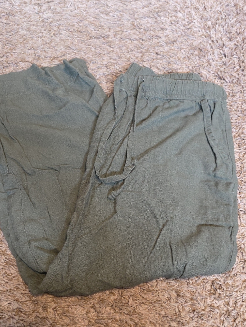 Casual Drawstring Olive Green Womens Pants
